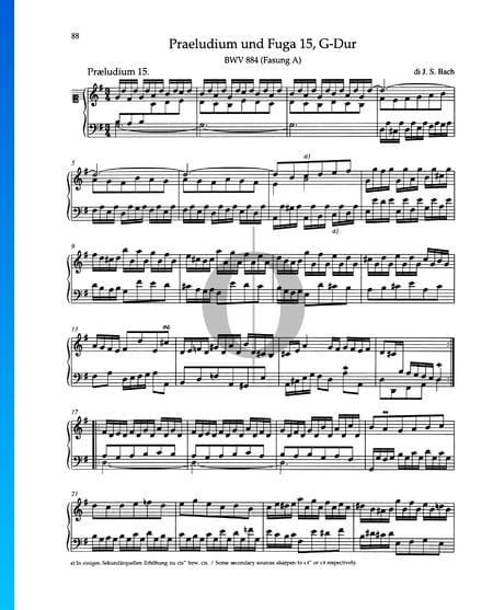 Prélude en Sol Majeur, BWV 884