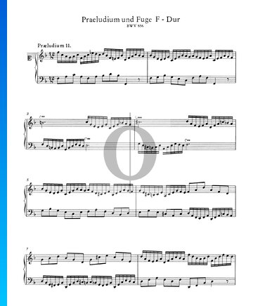 Preludio 11 en fa mayor, BWV 856 Partitura
