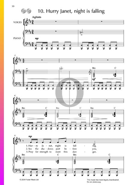 Hurry Janet Night Is Falling Sheet Music