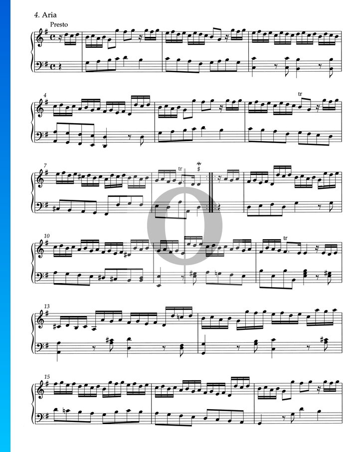 Suite G Major Hwv 441 4 Aria Georg Friedrich Händel Piano Sheet Music Oktav