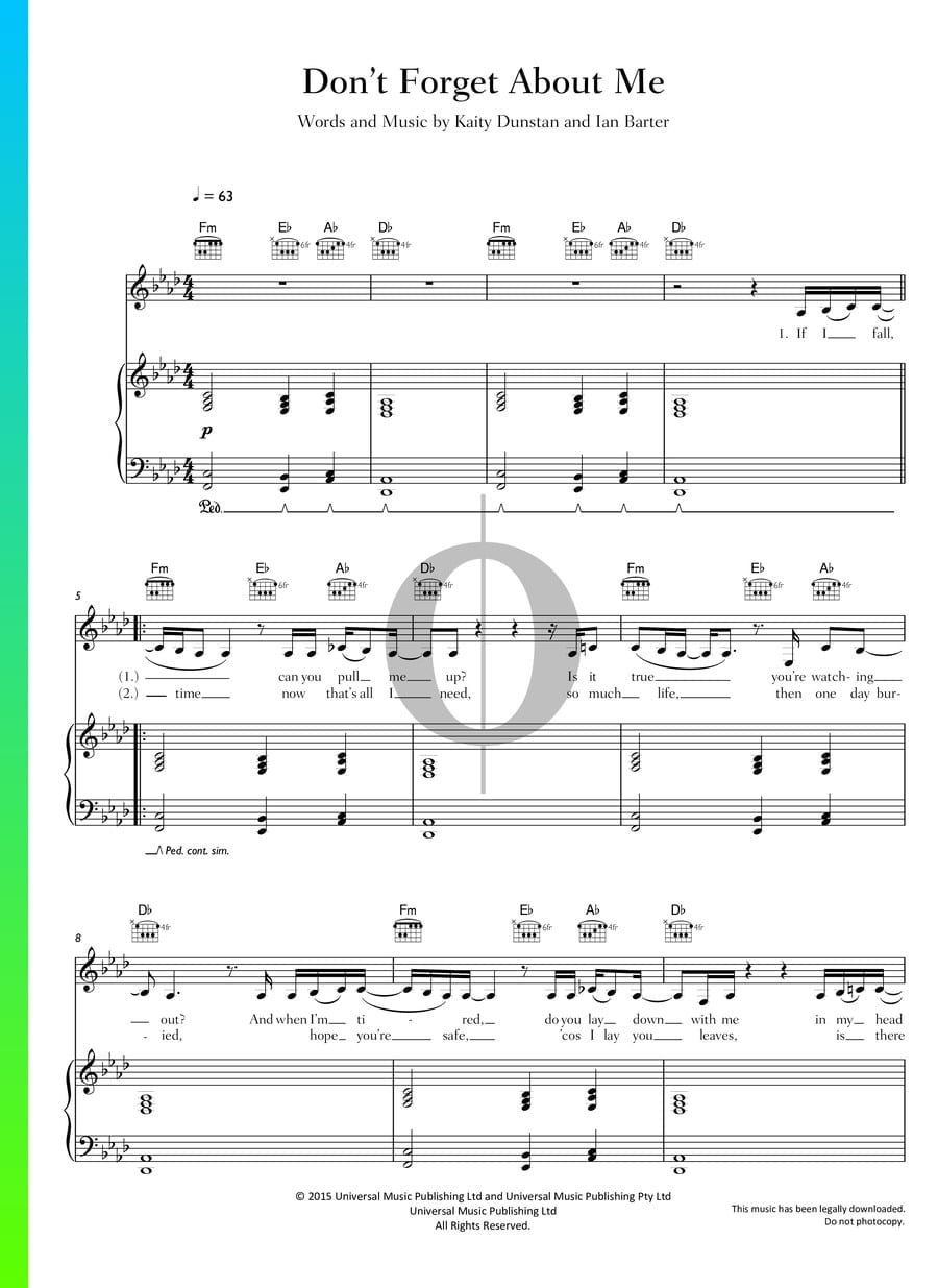 Don't About Me Piano Sheet Music from Me Before You by Cloves