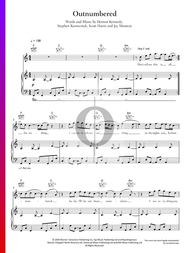 outnumbered-dermot-kennedy-piano-sheet-music-oktav