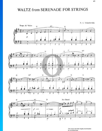 Partition Sérénade pour cordes en Do majeur, op. 48 n°2 : Valse