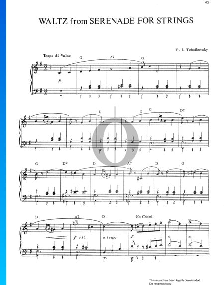 Streicherserenade C-Dur, Op. 48: Nr. 2 Walzer Musik-Noten