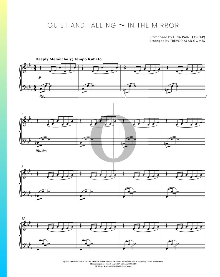 Quiet And Falling In The Mirror (Lena Raine) Piano Sheet Music OKTAV
