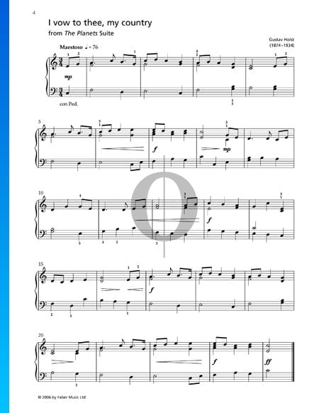 I Vow To Thee My Country Sheet Music Piano Solo Pdf Download Streaming Oktav