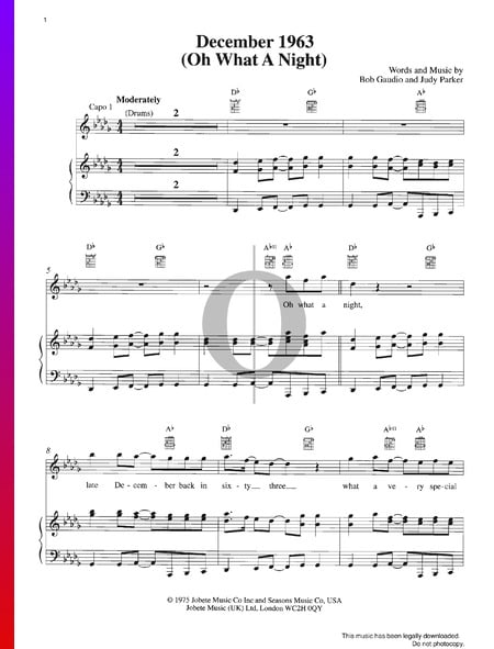 December 1963 (Oh What A Night) Sheet Music
