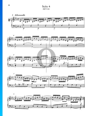 Suite francesa n.º 4 en mi bemol mayor, BWV 815: 1. Alemanda Partitura