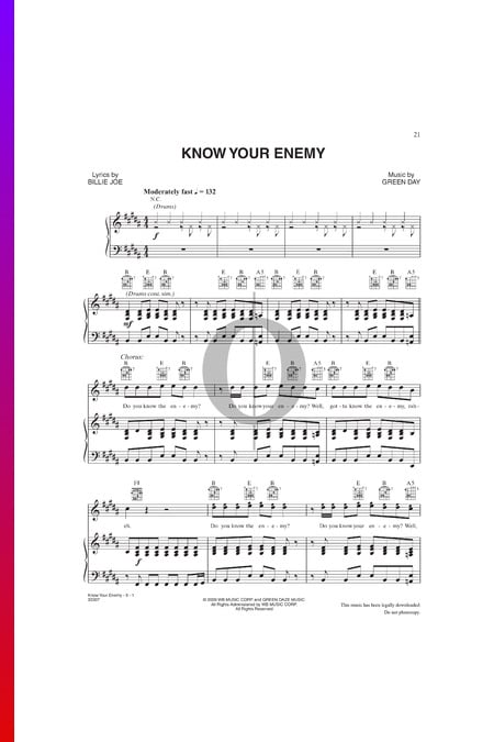 Know Your Enemy Musik-Noten