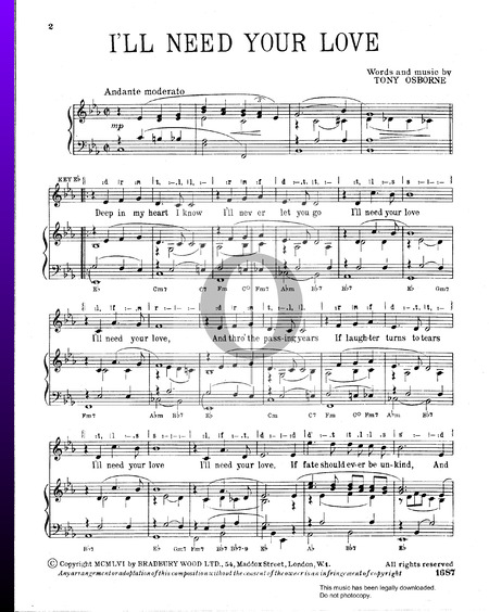I'll Need Your Love Partitura