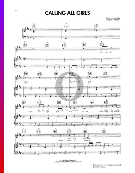 Calling All Girls Musik-Noten