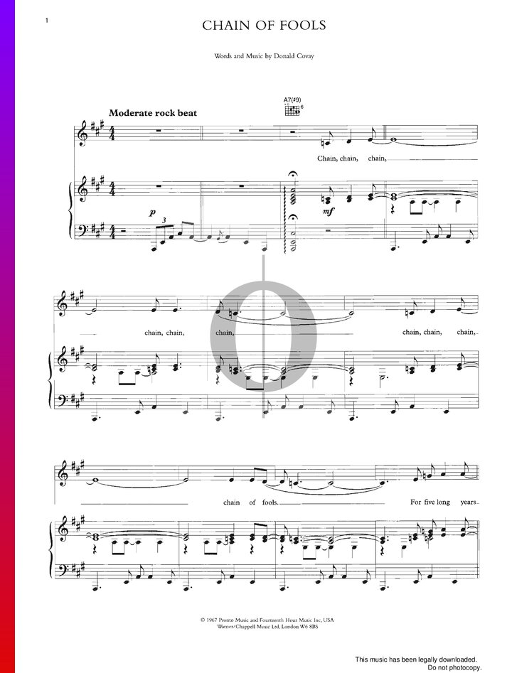 Chain Of Fools (Aretha Franklin) Piano Sheet Music - OKTAV