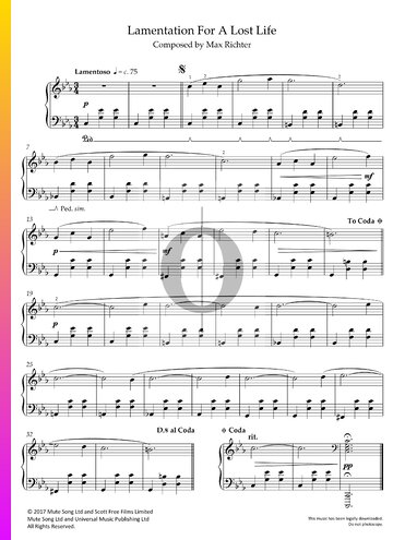 Lamentation For A Lost Life Sheet Music