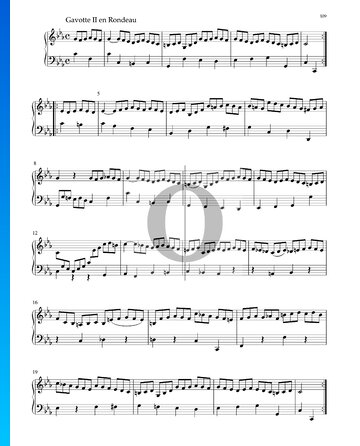 Suite en do menor, BWV 1011: 6. Gavota II en Rondó Partitura