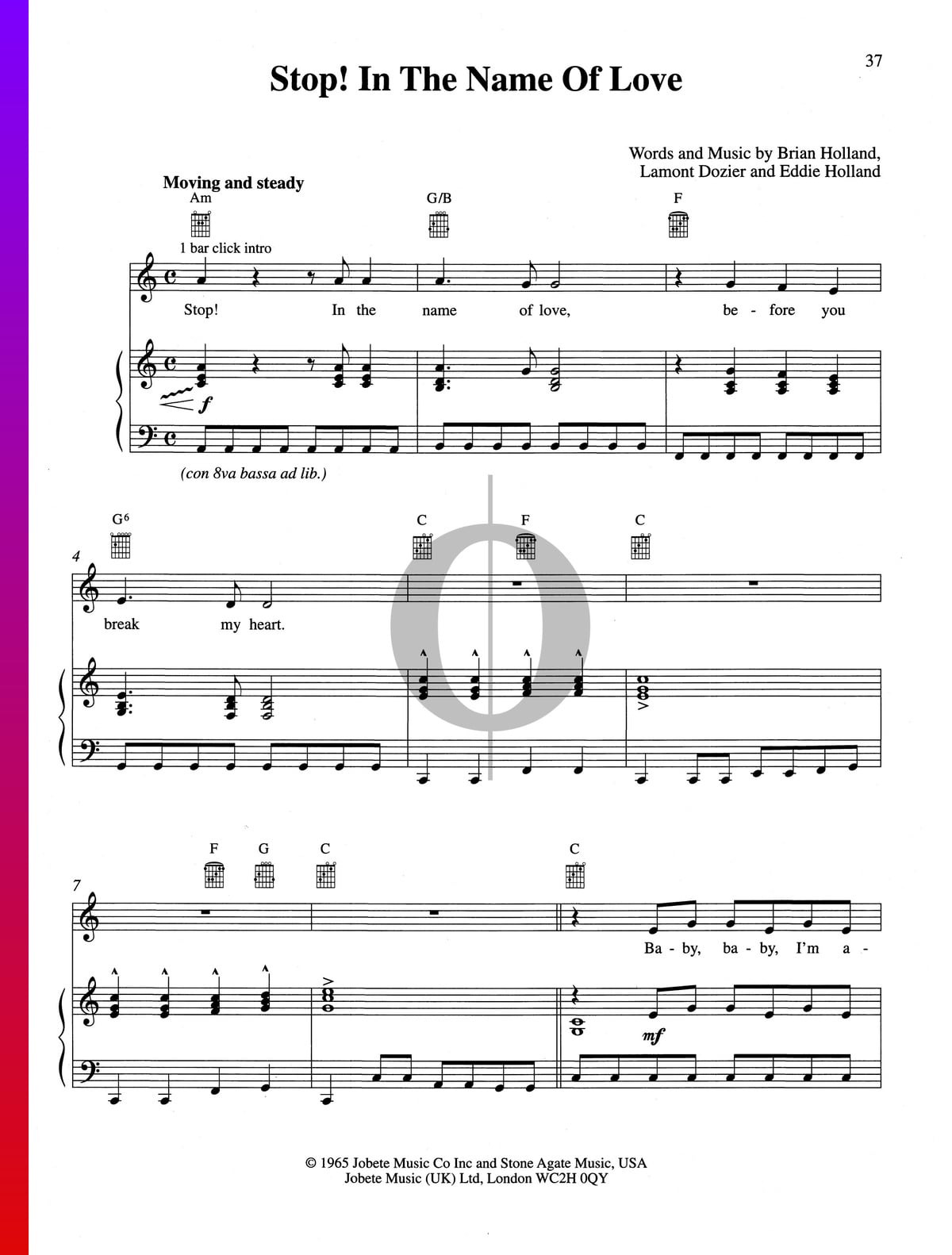 Stop In The Name Of Love Sheet Music Piano Voice Guitar Pdf Download Streaming Oktav