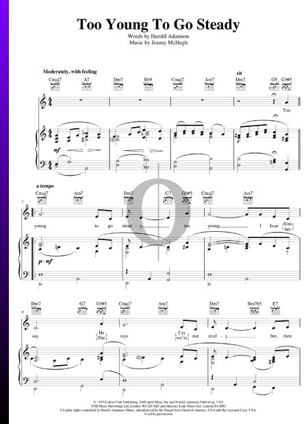 Too Young To Go Steady Sheet Music