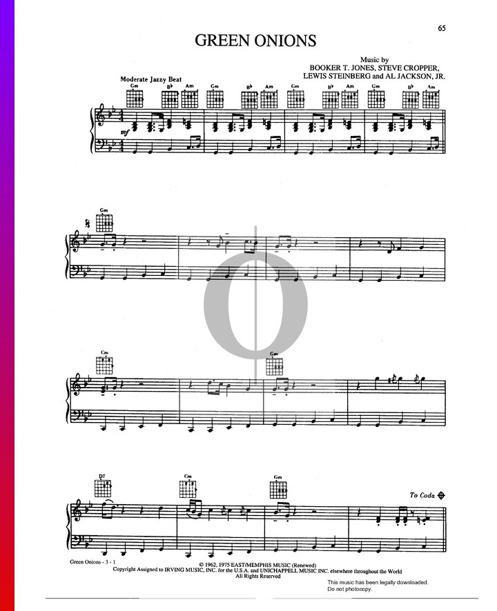 Green Onions (Booker T. Jones, The MG's) Piano Sheet Music OKTAV