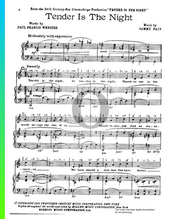 Tender Is The Night Sheet Music
