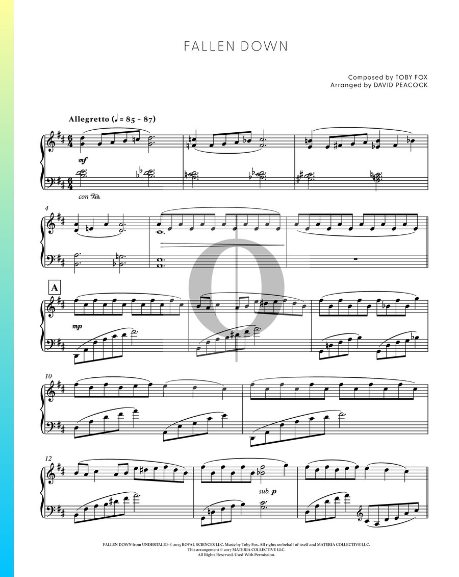 Fallen Down Toby Fox Piano Sheet Music OKTAV   4ab442d7 T 001 Fallen Down 900w 