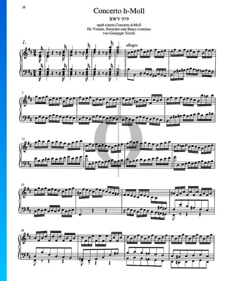 Concerto in h-Moll, BWV 979: 1. Allegro Musik-Noten
