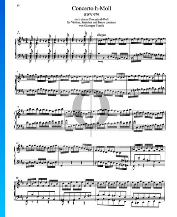 Concierto en si menor, BWV 979: 1. Allegro Partitura