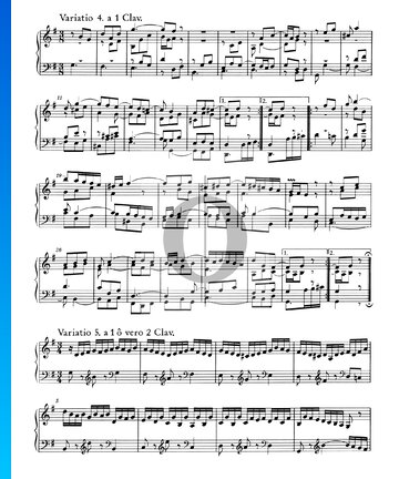 Variaciones Goldberg, BWV 988: Variación 5. a 1 o 2 claves Partitura