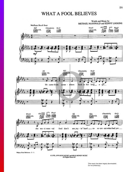 What A Fool Believes Sheet Music