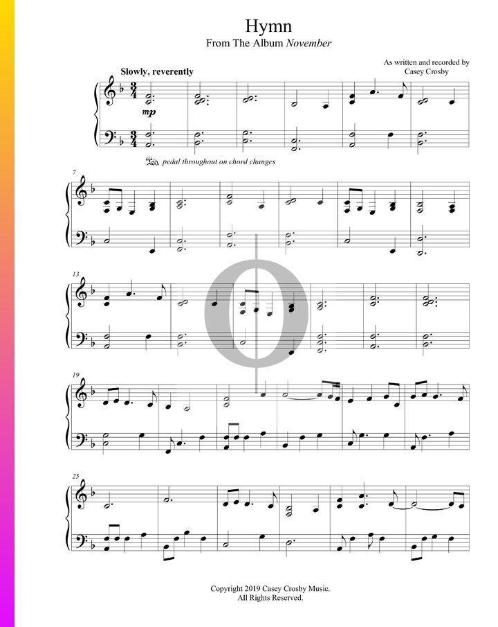 Hymn (Casey Crosby) Piano Sheet Music - OKTAV