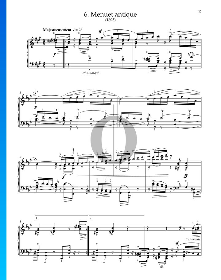 Menuet antique, M.7 (Maurice Ravel) Piano Sheet Music OKTAV