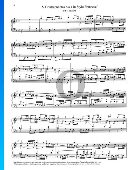 Contrapunctus 6, BWV 1080/6 Sheet Music