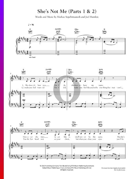 She's Not Me (Parts 1 & 2) Sheet Music