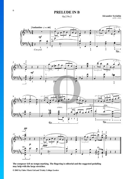 Prélude en Si Majeur, Op. 2 No. 2 Partition