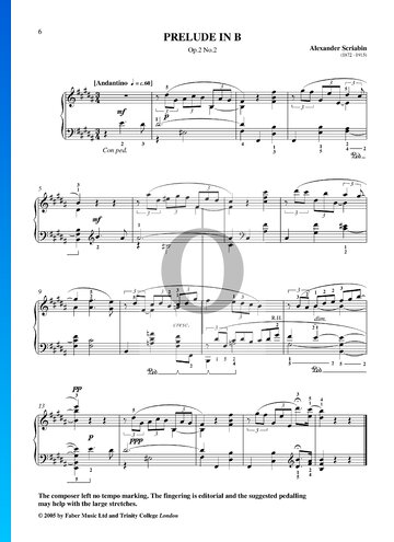 Prelude B Major, Op. 2 No. 2 Sheet Music