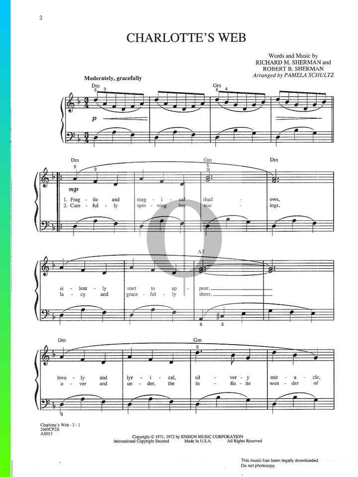 Charlotte s Web Piano Sheet Music From Charlotte s Web By The Brady Charlotte s web piano sheet music from charlotte s web by the brady