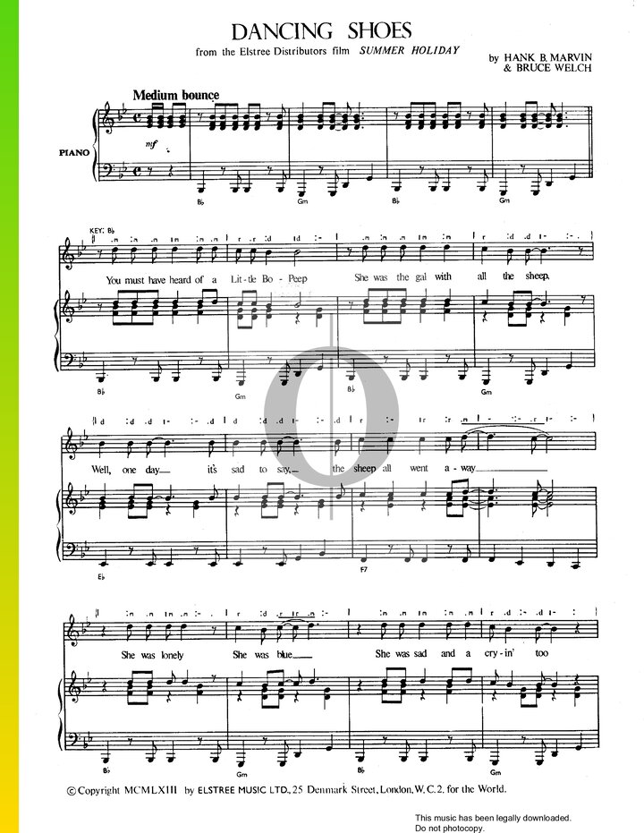 Dancing Shoes (Cliff Richard) Piano Sheet Music OKTAV