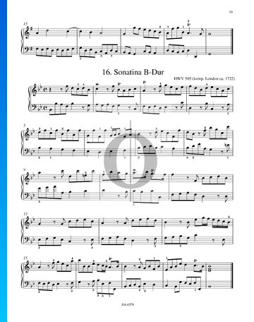 Sonatina in B-Dur, HWV 585 Musik-Noten