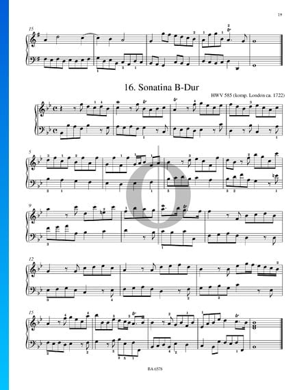 Sonatina in B-Dur, HWV 585 Musik-Noten