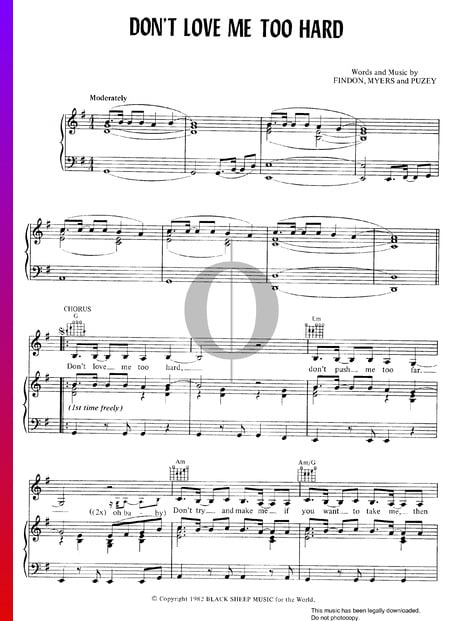 Don't Love Me Too Hard Musik-Noten