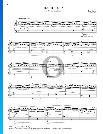 Estudio de dedos (Diez Piezas fáciles para piano) Partitura