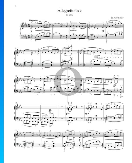 Allegretto in C Minor, D 915 Sheet Music