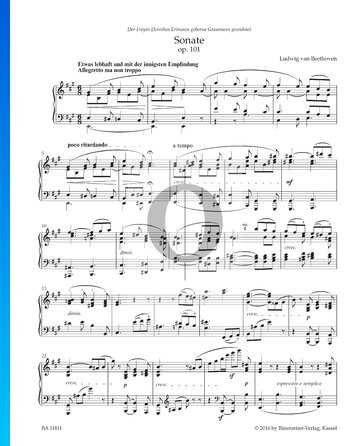 Sonata in A Major, Op. 101: 1. Allegretto ma non troppo Sheet Music