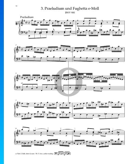 Praeludium in e-Moll, BWV 900 Musik-Noten
