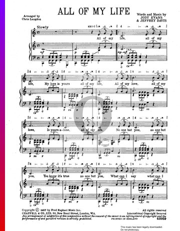 All Of My Life Sheet Music