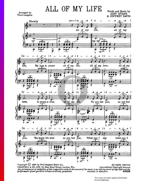 All Of My Life Musik-Noten