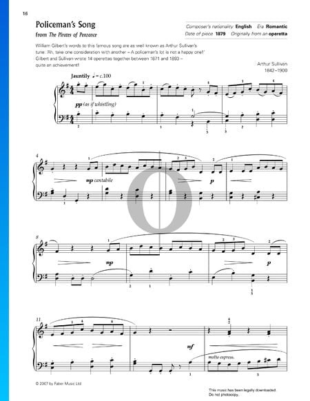 A Policeman's Lot is not a Happy One Sheet Music
