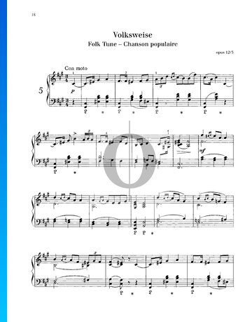 Partition Pièces Lyriques, op. 12 n° 5 : Mélodie populaire