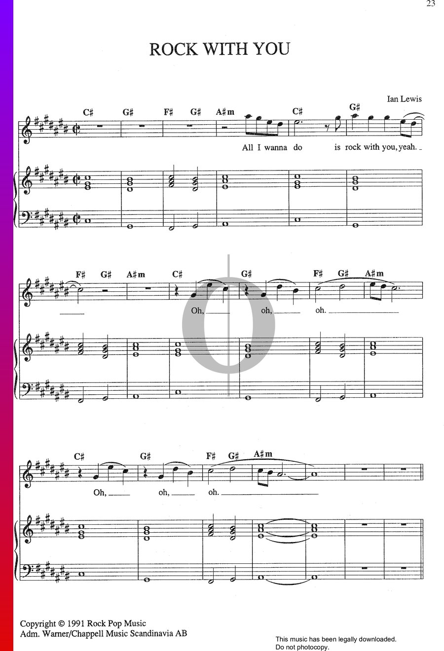 Rock With You (Inner Circle) Piano Sheet Music - OKTAV