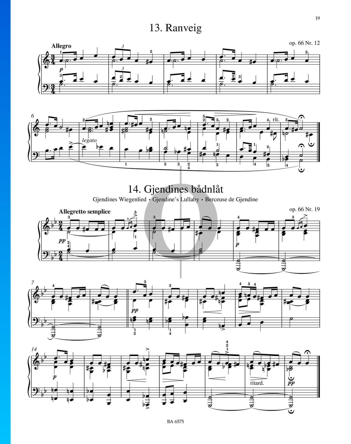 Gjendines Badnlat Lullaby Op 66 No 19 Sheet Music Piano Solo Pdf Download Streaming Oktav