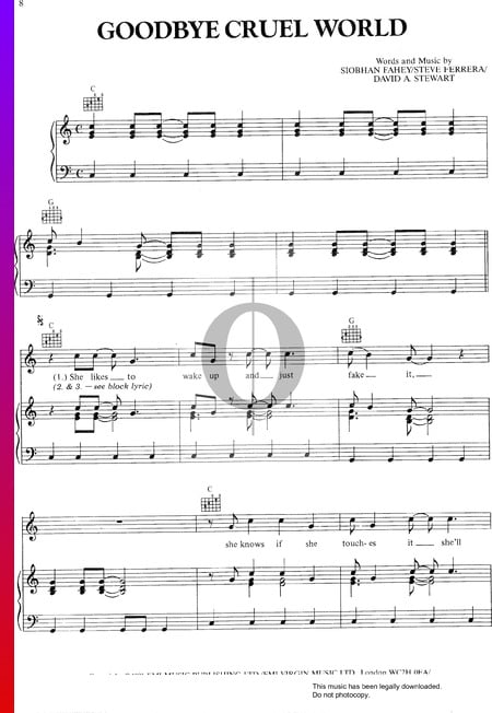 Goodbye Cruel World Partitura