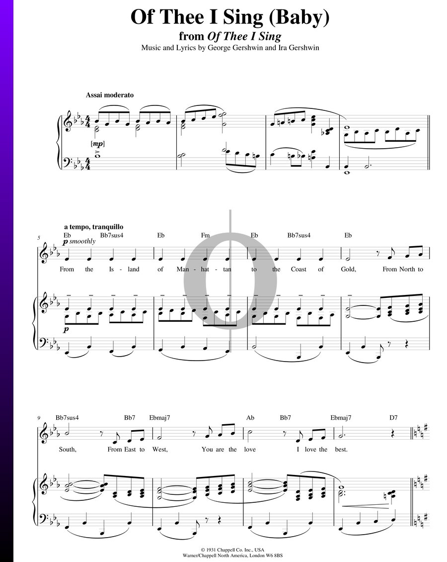 Of Thee I Sing (George Gershwin) Piano Sheet Music - OKTAV